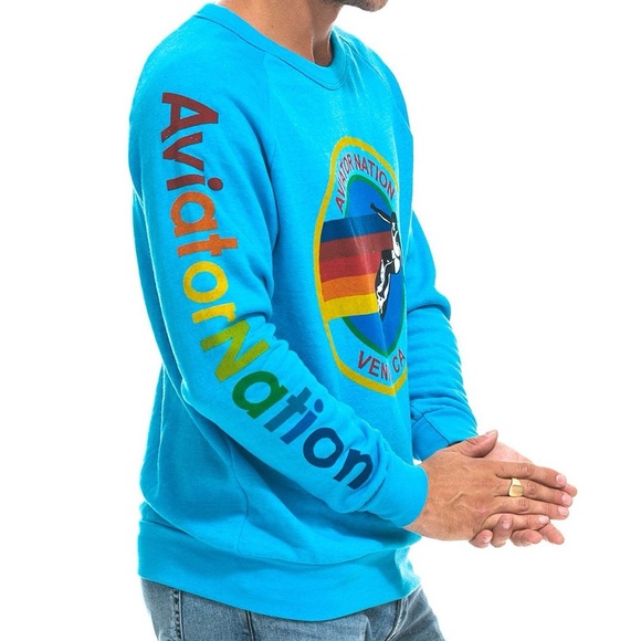 Aviator Nation neon blue logo sweatshirt - Picture 2 of 8